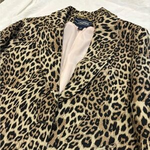 Lands End Women’s Leopard Print Long Coat Size 16